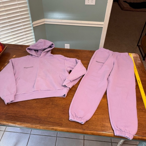 Women’s Pangaia Heavyweight Lavender Purple Sweatpants and Hoodie Set size XS